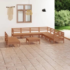 3083132 vidaXL Set mobilier de grădină, 10 piese, maro miere, lemn masiv pin