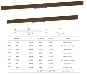 Aplica LED iluminat exterior liniar IP54 LOTUS 24W gri inchis
