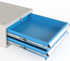 Dulap pentru masa atelier Solid, 2 sertare, albastru - ral 5012