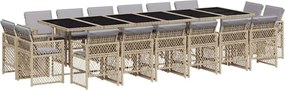 vidaXL Set mobilier grădină cu perne, 17 piese bej combinat poliratan