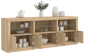 vidaXL Dulap cu lumini LED, stejar sonoma, 181,5x37x67 cm
