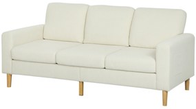 HOMCOM Canapea 3 locuri din catifea cotelată, canapea cu perne cu arcuri și șezut rembursat, 192x80x84,5cm, bej | Aosom Romania