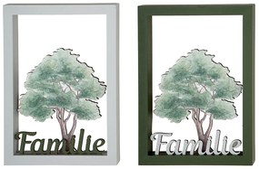 Set 2 decoratiuni perete Tree of Life , MDF, verde gri, 18x25x3 cm