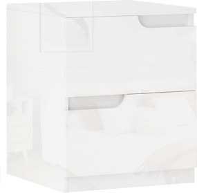 HOMCOM Noptieră Modernă cu 2 Sertare și Design Lucios, Noptieră pentru Dormitor din PAL, 40x40x48 cm, Alb Lucios | Aosom Romania