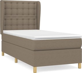 vidaXL Pat box spring cu saltea, gri taupe, 90x190 cm, textil