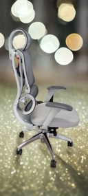 Ergodynamic Star Plus - Light Grey - Scaun de birou 4D, sezut translatie, suport lombar ajustabil 7 cm