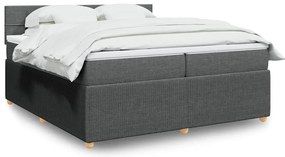 vidaXL Pat box spring cu saltea, gri închis, 200x200 cm, textil
