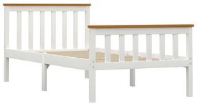 283245 vidaXL Cadru de pat, alb, 100 x 200 cm, lemn masiv de pin