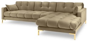 Coltar dreapta 5 locuri, Mamaia, Micadoni Home, GL, 293x185x75 cm, catifea, bej