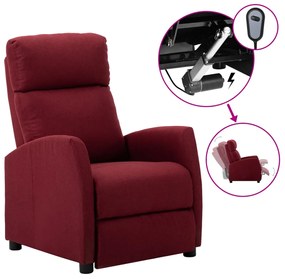 Fotoliu rabatabil electric, roșu vin, material textil