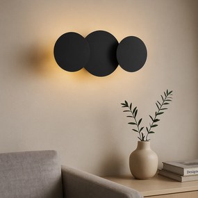 Lampă de perete modernă neagră, incl. LED, cu 3 trepte de intensitate și 3 lumini - Sunrise