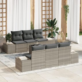 vidaXL Set de canapele pentru grădină 7 pcs Gri deschis Rattan poli