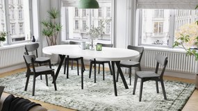 Mazzoni VITO Alb Mat/picioare negre - MASĂ MARE ROTUNDĂ Ø110 EXTENSIBILĂ PÂNĂ LA 310 cm CU PICIOARE "Y" LOFT/INDUSTRIALĂ