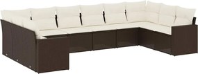 vidaXL Set canapele de grădină cu perne, 10 piese, maro, poliratan