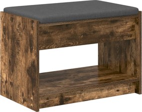 vidaXL Bancă pentru hol cu pernă cu raft Stejar Afumat 63 x 38 x 45 cm