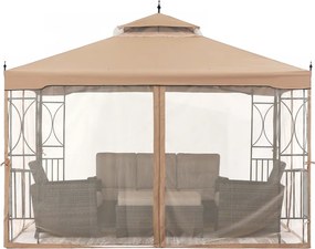 ABCCANOPY Foișor de gradina 3.05x3.05 m - Foișor exterior cu cadru din oțel și plasă de țânțari pentru gazon, curte, grădină, terasă, Kaki
