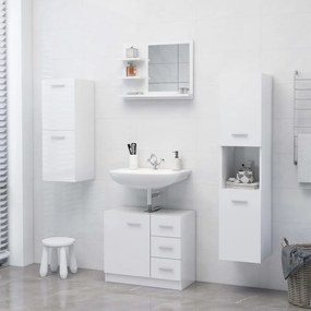 Oglindă de baie, alb extralucios, 60 x 10,5 x 45 cm, pal