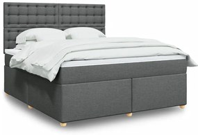 vidaXL Pat box spring cu saltea, gri închis, 180x200 cm, textil