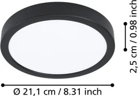 Eglo 901298-LED Plafonieră LED FUEVA, 11,5 W, 230 V, 2700/4000/6500 K, Ø 21,1 cm, negru