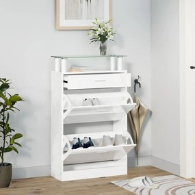 vidaXL Pantofar, alb extralucios, 63x24x104 cm, lemn prelucrat