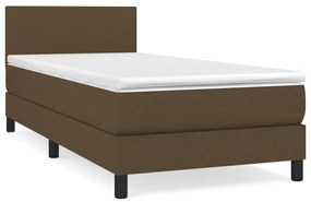 3139860 vidaXL Pat box spring cu saltea, maro închis, 90x190 cm, textil