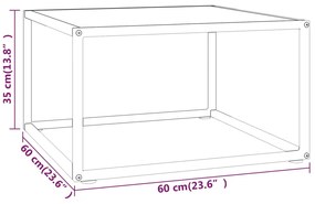 Masuta de cafea, negru cu sticla alba marmorata, 60x60x35 cm 1, Alb, 60 x 60 x 35 cm