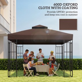 Outsunny Acoperiș de Schimb pentru Foișor 3x3 m cu 2 Niveluri pentru Grădină, Copertină Rezistentă la Apă din Țesătură Oxford 370g/㎡ Anti-UV 30+ cu Orificii de Drenaj, Cafeniu | Aosom Romania