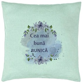 Perna Decorativa pentru Bunica 1, 40x40 cm, Verde Menta, Husa Detasabila, Burduf