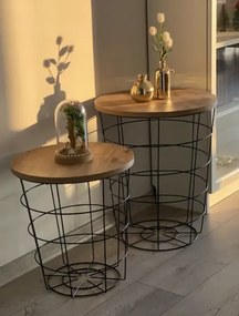 Set 2 masute de cafea tip cos Ioana Homs 54 x 45 cm, negru-nuc