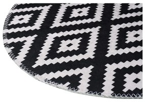 Covor negru-alb lavabil rotund ø 100 cm – Vitaus
