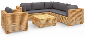 3100876 vidaXL Set mobilier grădină cu perne, 7 piese, lemn masiv de tec