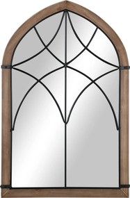 HOMCOM Oglindă de Perete cu Formă de Arc, Detalii Moderne și Cârlige, Oglindă din MDF și Sticlă, 60x93 cm, Maro și Negru | Aosom Romania