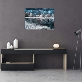 Tablou pe sticlă - Peisaj înghețat (70x50 cm)