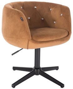 HR333CCROSS Scaun Catifea Galben Miere cu Bază Neagră