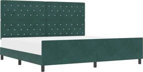vidaXL Pat cu arcuri cu headboard Verde închis 200 x 200 cm Catifea