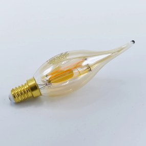 Set 3 becuri LED flacara Vintage filament 4W(35W) Optonica, E14, 400 lm, lumina calda (2500K), auriu, clasa energetica F