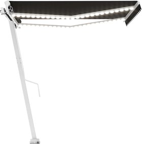 vidaXL Copertină retractabilă manual cu LED, antracit, 350x250 cm