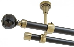 Galerie dubla kula crystal negru fara inele prindere tavan 19/19 mm negru aur antic (Alege marime: 200 cm)