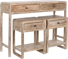 Set 3 console din lemn de tec reciclat, finisaj natural, „Origin”