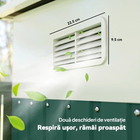 Outsunny Magazie de Gradina cu Ușa Glisantă si Orificii de Aerisire, din Oțel Galvanizat, 345x280,5x169-201cm, Negru | Aosom Romania