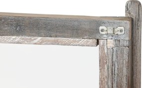 Bufet rustic din lemn reciclat, natur, cu 4 uși vitrate și mânere din metal negru, 90 x 170 x 40 cm, „Valmira”