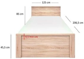 Pat de o persoană 120 cm Triciclo (stejar sonoma). 1116980