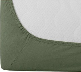 Cearsaf Jersey EXCLUSIVE cu elastic verde inchis 90 x 200 cm