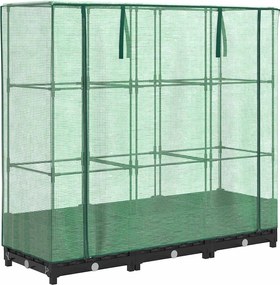 vidaXL Pat de flori înălțat cu prelată de seră, aspect ratan, 120x40x123 cm