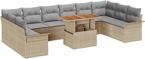 vidaXL Set de canapele pentru grădină 11 pcs Beige și gri deschis