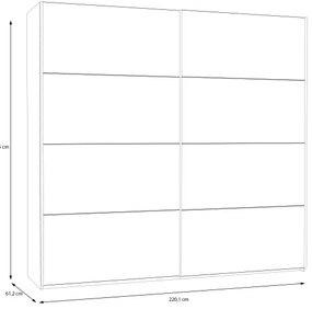Dulap cu oglindă KARO 220x210 cm, alb
