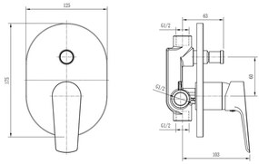 Set de duș pentru instalare ascunsă Aqualine LOTTA negru mat