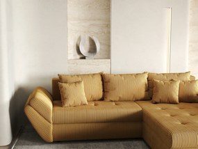 Colțar extensibil dumonde cu ladă de depozitare si sezut confortabil din spuma high-density, Loana Zoom Mustar II 270x185 cm