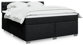 vidaXL Pat box spring cu saltea, negru, 180x200 cm, catifea
