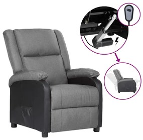 3098367 vidaXL Fotoliu rabatabil electric, gri deschis, piele ecologică/textil